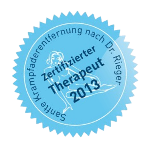 Zertifikat: Zertifizierter Therapeut für sanfte Krampfaderentfernung nach Dr. Rieger, 2013
